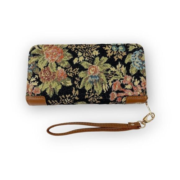 Shein SHEIN Brown Embroidery Carpet Tapestry Women's Long Wallet Grandma Core - Picture 2 of 8